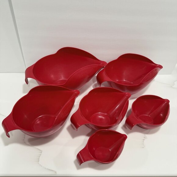 Randy Kaas POURfect 6 Piece Set Mixing Measuring Nesting Bowls Cups and ML Red - Picture 2 of 11